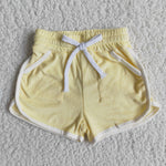 Clearance Girl Yellow Adjustable Drawstring Pockets Shorts