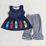 Girl Navy Pencil Striped Outfits