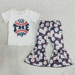 Girl Baseball Bell Bottom Outfit