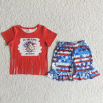 C15-2 4th of July Girl Cow Stars Shorts Outfit-promotion 2024.4.27