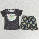 C9-24 Girl Cartoon Shirt Black Shorts Outfit-promotion 2024.3.2