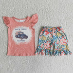 C4-24  Girl Farm Fresh Flowers Shorts Outfit-promotion 2024.5.18