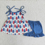 Girl Ice-lolly Navy Polka Dot Shorts Outfit-promotion 2024.3.30