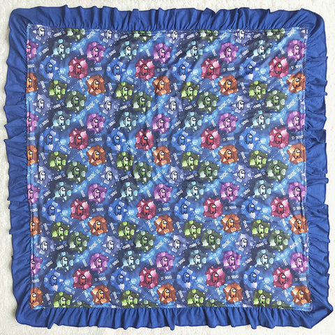 Baby Blue Semaless Ruffles Minky Blanket