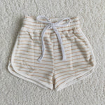 Clearance Girl Khaki White Waffle Cotton Striped Shorts