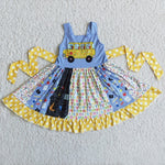 Girl School Bus Patchwork Swirl Dress