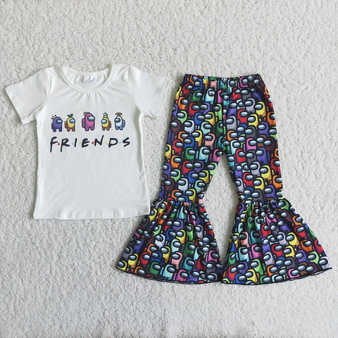 C15-20 Girl White Friend Cartoon Pant Outfit-promotion 2024.6.22