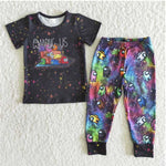 B4-23 Boy Black Cartoon Tie Dye Outfit-promotion 2024.6.8