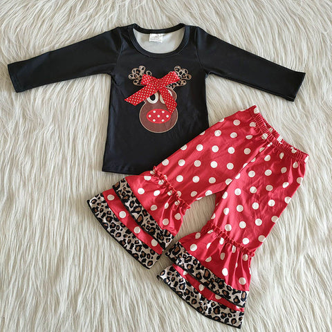 Girl Deer Dot Ruffles Pant Outfit