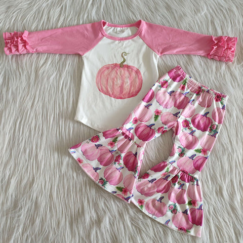 Clearance Girl Pink Pumpkin Bell Bottom Outfit