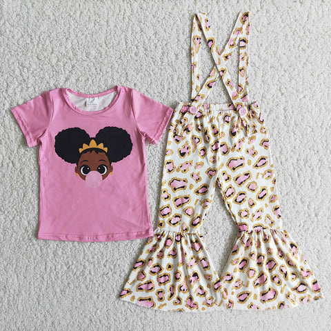 D5-29 baby girl clothes Black Girl Leopard Overall Outfit-promotion 2024.1.6
