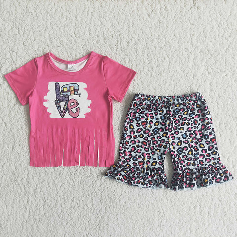 D12-30 Girl Love Tassels Leopard Shorts Outfit-promotion 2024.4.27