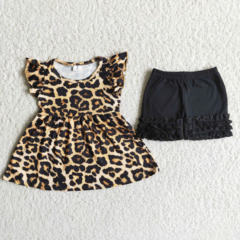 D6-12 Girl Leopard Black Shorts Outfit-promotion 2024.4.20