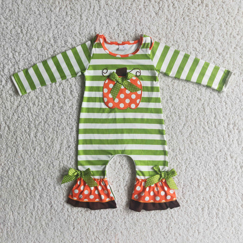 Girl Embroidery Dot Pumpkin Romper