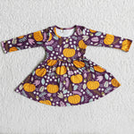 6 A12-14 Girl Purple Pumpkin Dress