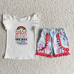 D11-29 Girl Letter Rainbow Shorts Outfit-promotion 2024.4.20