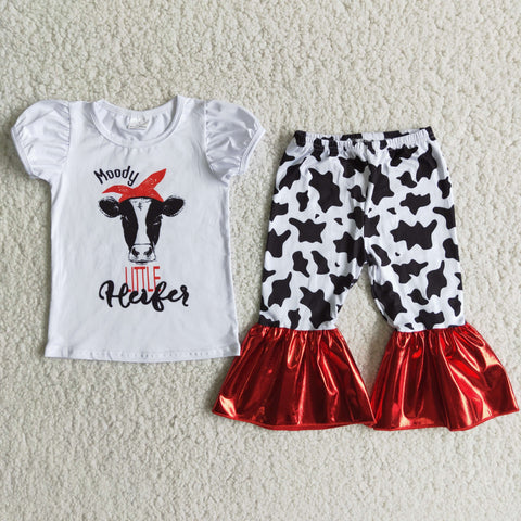 Girl Little Heifer Cow Print Outfit