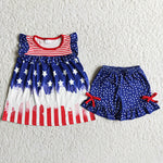 D8-19 Girl Tie Dye Star Navy Dot Shorts Outfit-promotion 2024.5.18