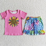 Girl Rainbow Sunflowers Shorts Outfits