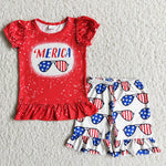 4th of July Girl Glasses Shorts Outfit