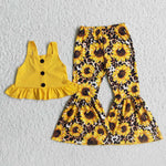 C8-22 Girl Yellow Sleeveless Sunflower Outfit-promotion 2024.1.6