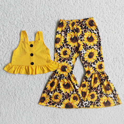 C8-22 Girl Yellow Sleeveless Sunflower Outfit-promotion 2024.1.6