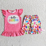 Hello Summer Girl Ice-lolly Shorts Outfit