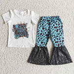 Girl Rock Roll Blue Leopard Outfit