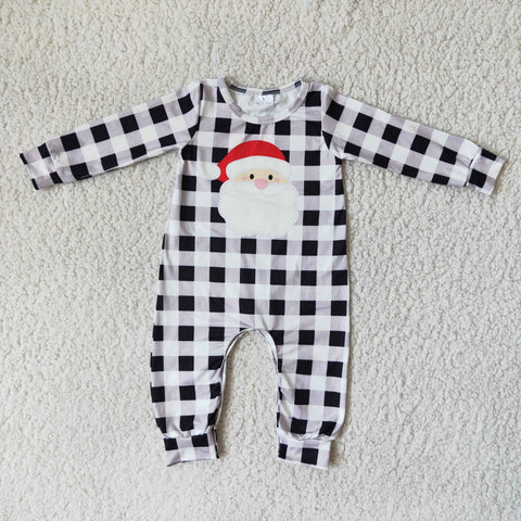 Boy Santa Claus Plaid Romper