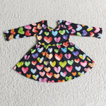 Girl Rainbow Heart Long Sleeve Twirl Dress