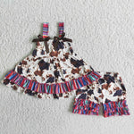 A14-13 Girl Cow Print Sleeveless Shorts Outfit-promotion 2024.3.2