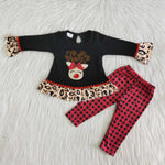 Girl Deer Leopard Plaid Pant Outfit