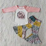 Girl Pink Stay Wild Patchwork Outfit