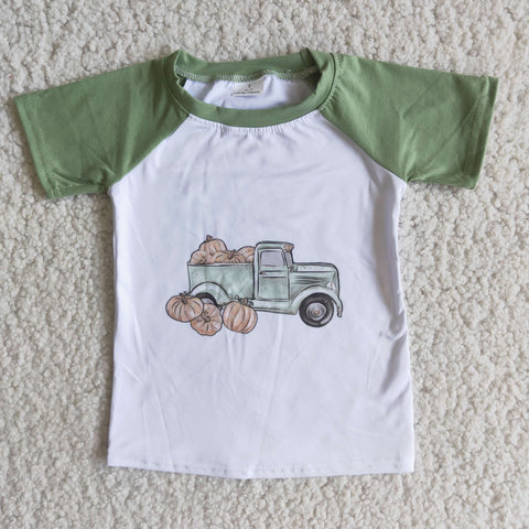 Boy Pumpkin Car T-shirt