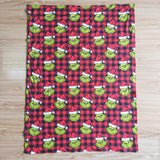 Baby Red Pliad Seamless Green Monster Print Minky Blanket