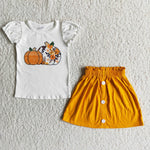 Girl Pumpkin Orange Skirt Outfit