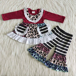 Girl Leopard Black & White Stripe Outfit