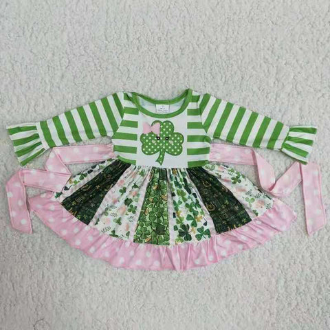 Girl Clover Striped Patchwork Twirl Dress