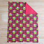 Baby Red Pliad Seamless Green Monster Print Minky Blanket