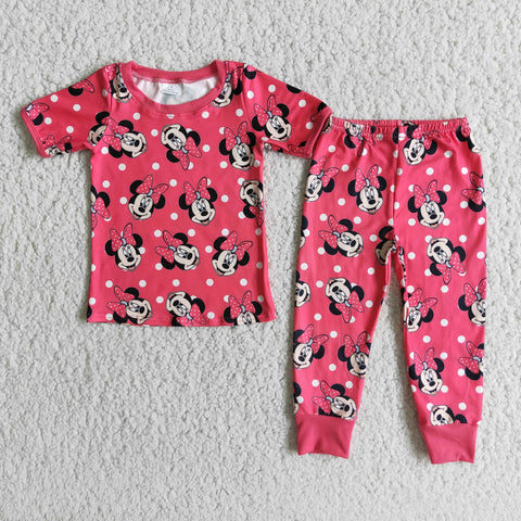 E1-15 Girl Pink Cartoon Pajamas Outfit-promotion 2024.1.27