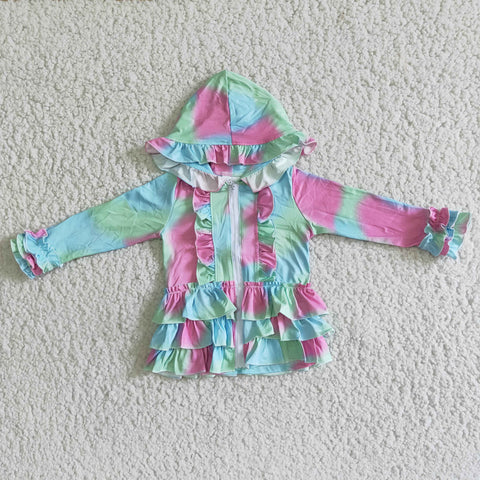 Girl Tie Dye Hoodie Zipper Cardigan