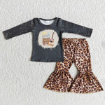 Clearance Girl Guitar Long Sleeve Leopard Outfit