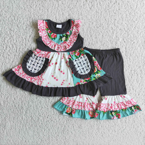 Girl Brownness Print Pockets Outfit