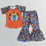 Girl Pumpkin Floral Outfits