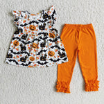 Girl Halloween Pumpkin Soild Outfits