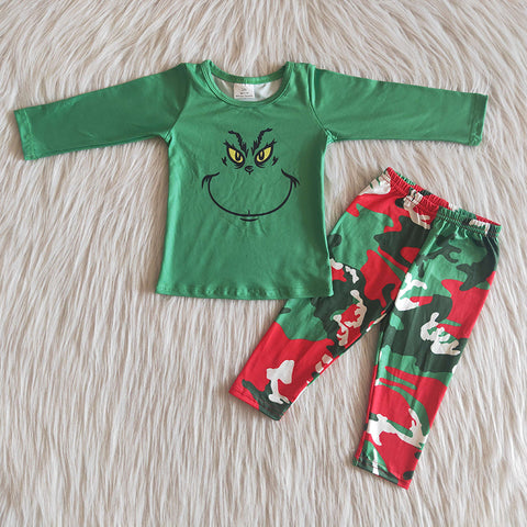 Boy Green Monster Camouflage Pant Outfit