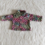 Girl Colorful Leopard Faux Fur Jacket