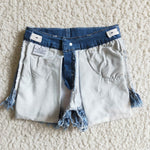 Star And Stripe Denim Baby Girls 4th Of July Shorts