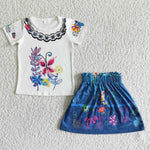 Cute Print Short Sleeve Shirt Skirt Baby Girls Summer Outfits