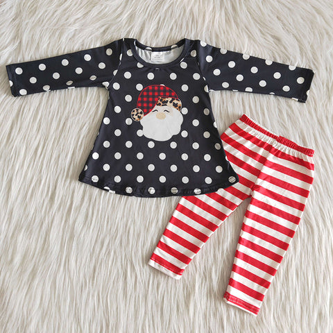 Girl Santa Claus Dot Striped Outfit